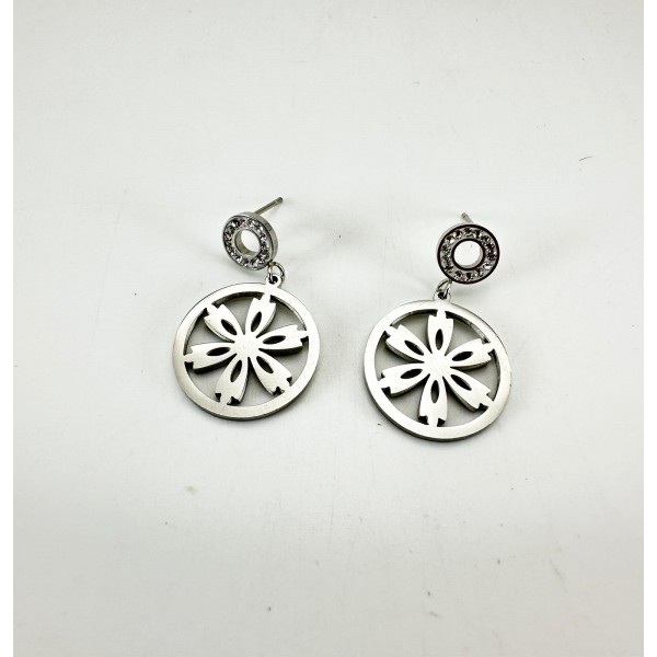 Gümüş Taşlı Çiçek Küpe